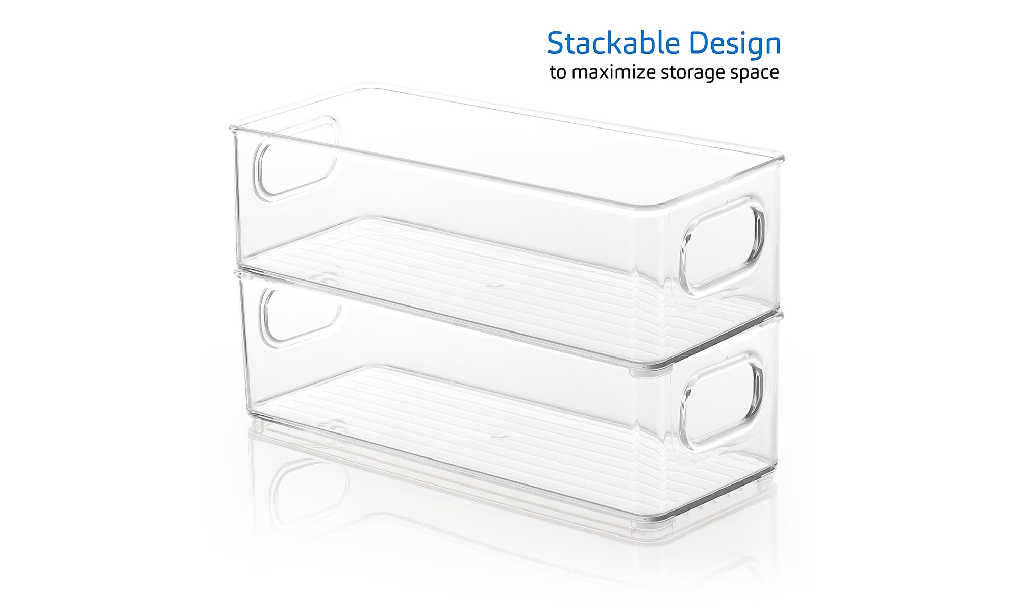 StorageBud Stackable Bathroom Bins - Vanity Storage Plastic Containers - 2 Pack - Primary Image