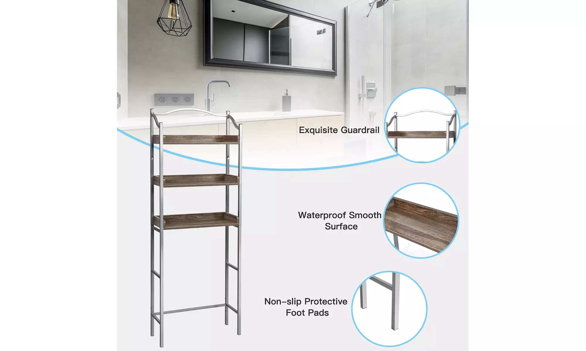 Costway 3-Tier Bathroom Spacesaver Storage Rack