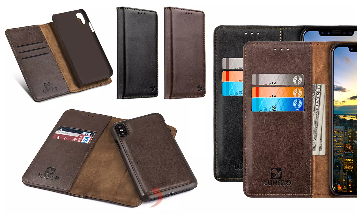 WalvoDesign Folio iPhone 7-8-7/8 Plus iPhone X-XS-XR-XS Max Wallet Case for Men - Primary Image
