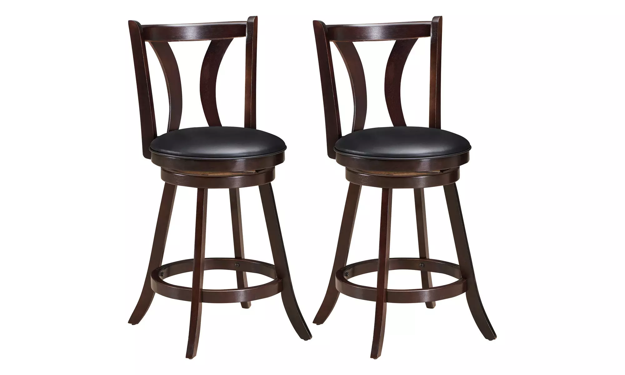 Costway Set of 2 Swivel Bar stool 24'' Counter Height Leather  Dining Chair - Primary Image