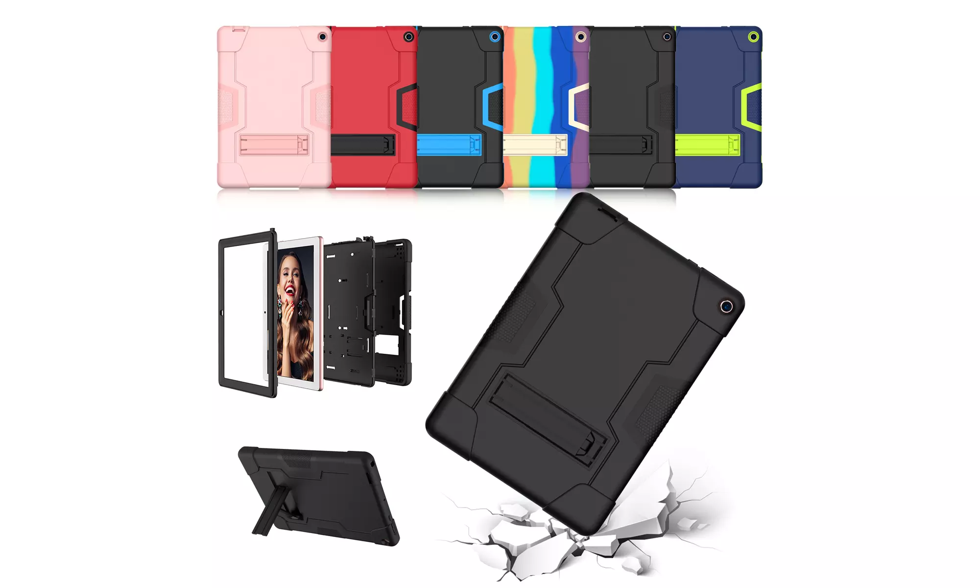 For Onn 10.1" Pro(Model:100003562) Hybrid Shockproof Rugged Case Cover - Primary Image