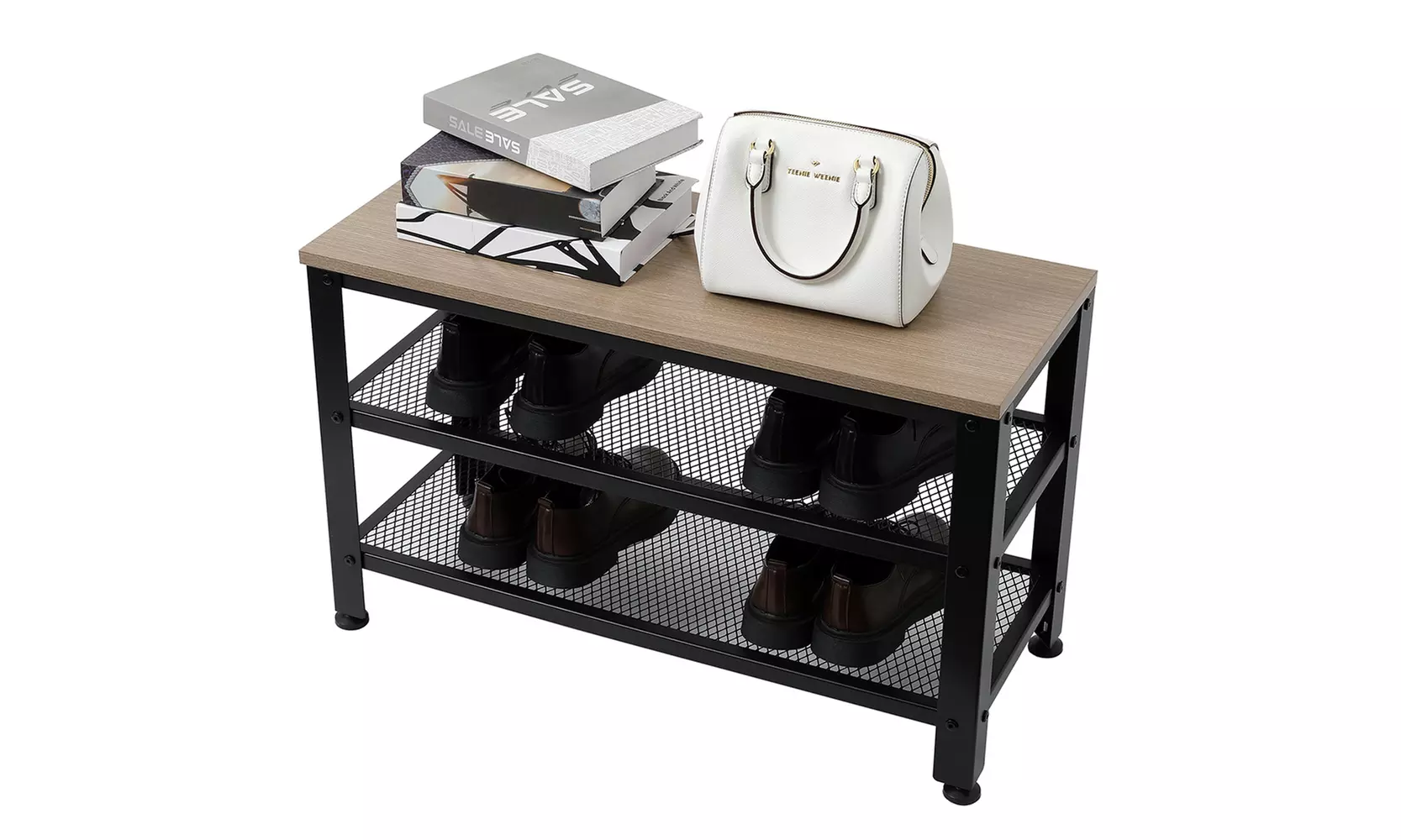 Shoe Bench, 3-Tier Shoe Rack, Storage Organizer with Seat for Entryway