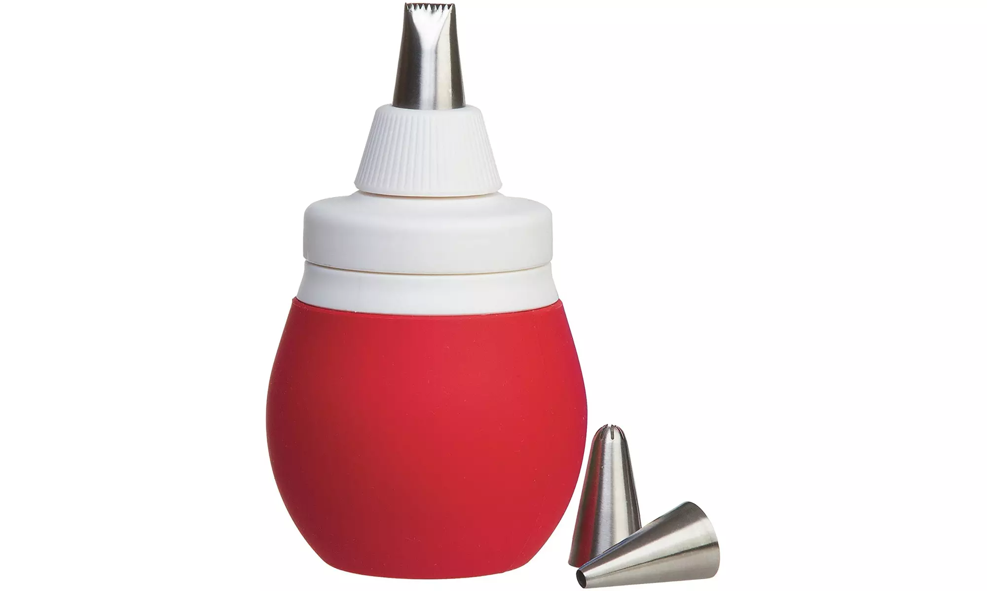 International Prepworks by Progressive Bulb-with 3 piping tips, 4-Piece,Red - Primary Image