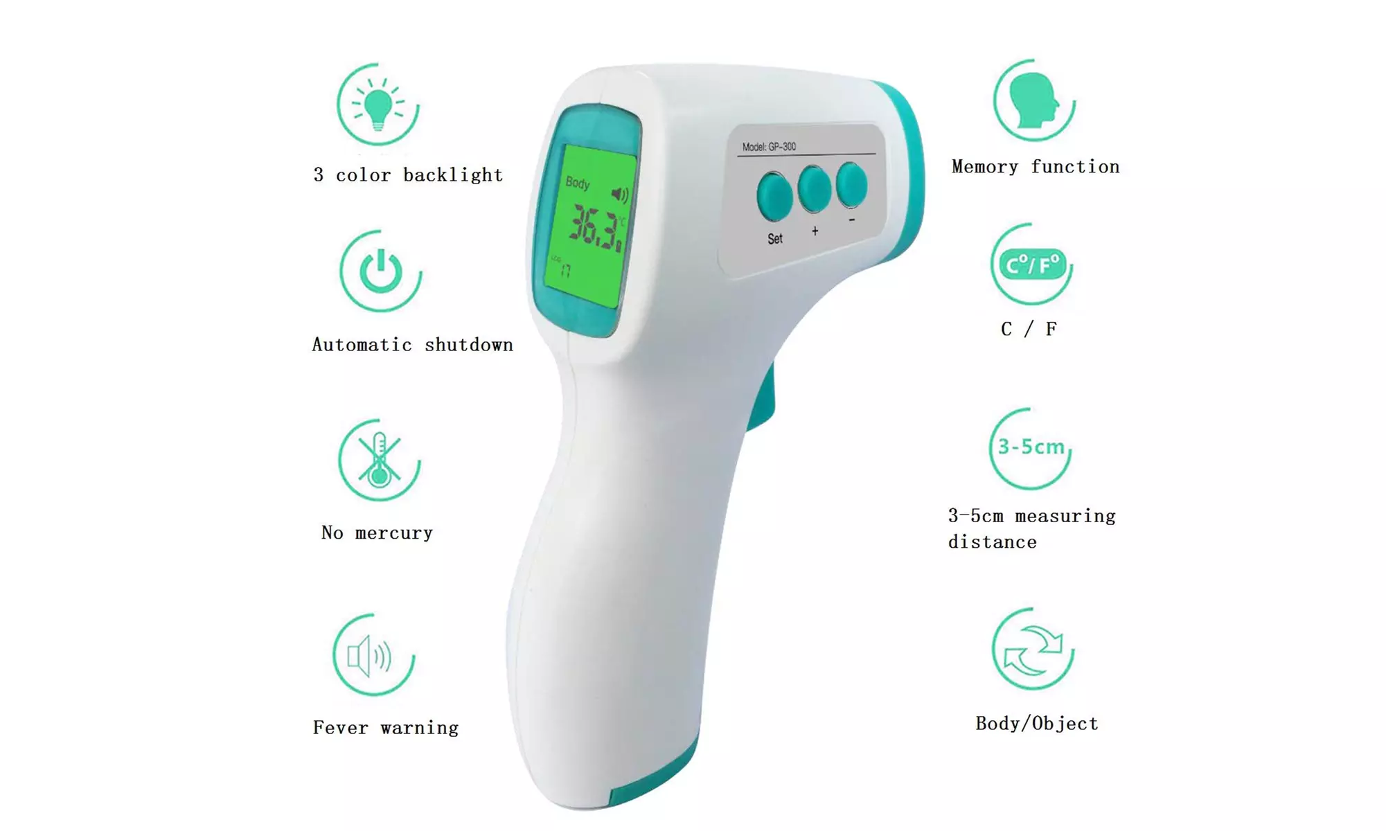 LCD Digital Non-Contact Infrared Forehead Thermometer for Adults, Children, Baby