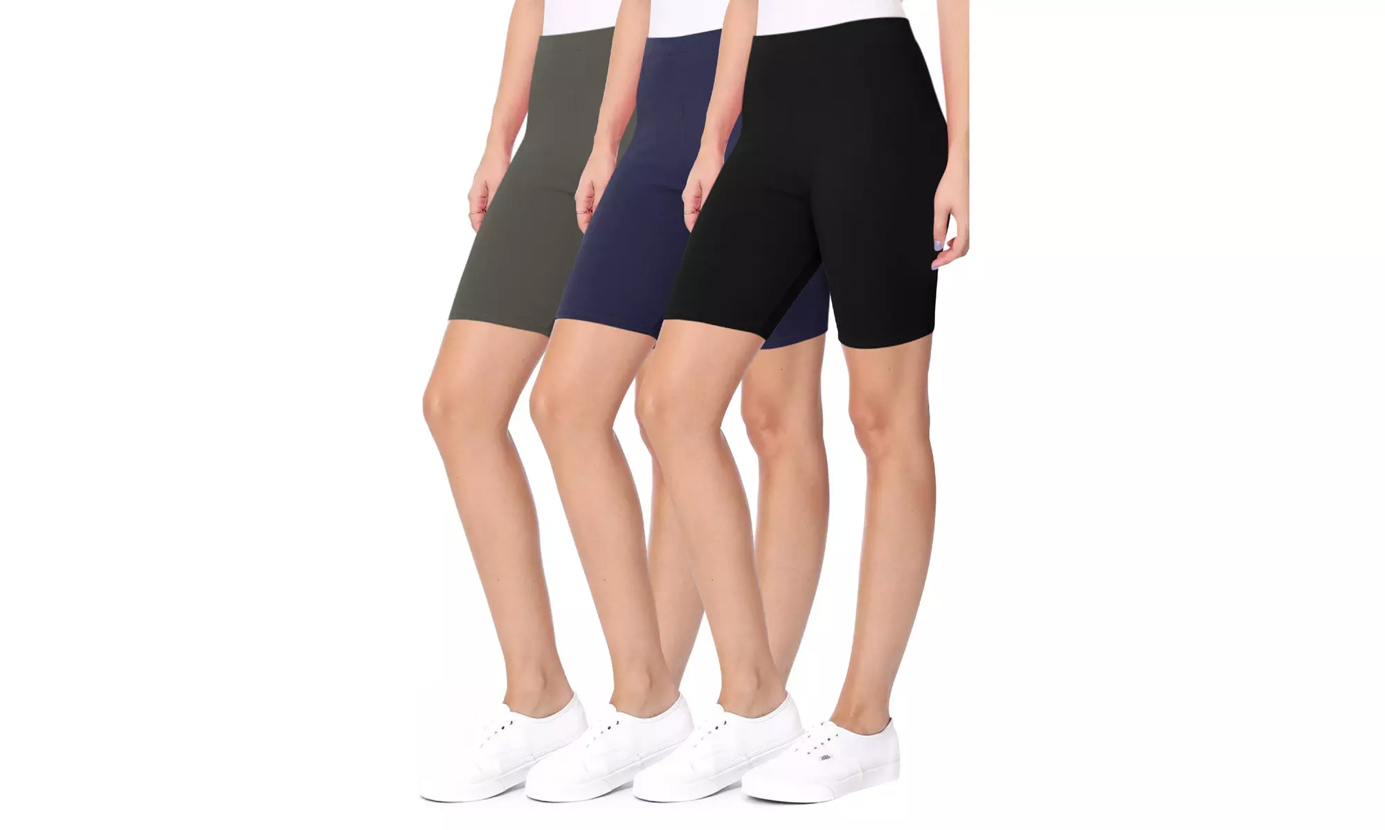 Women's Casual Seamless Elastic High Biker Shorts (Pack of 3)
