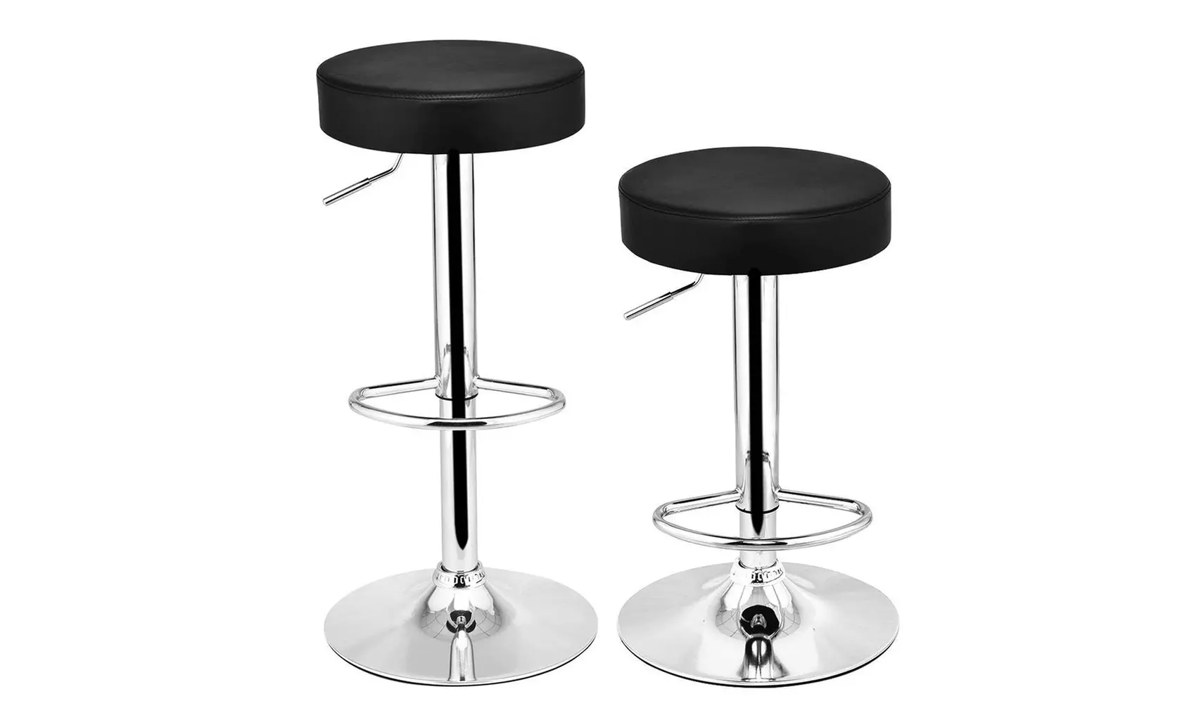 Set of 2 Leather Adjustable Bar Stools Counter Height Swivel Stool By Leopard  - Primary Image