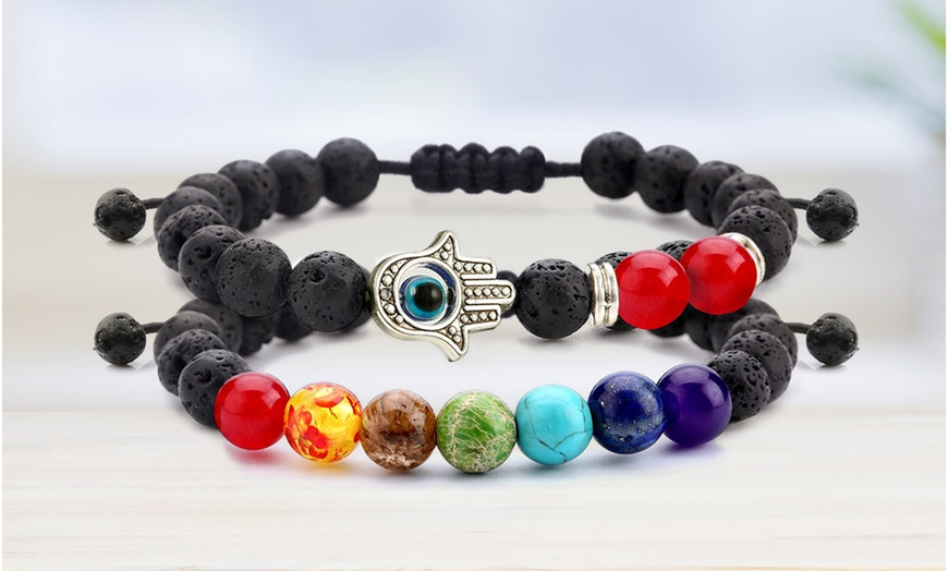 chakra bracelet with evil eye