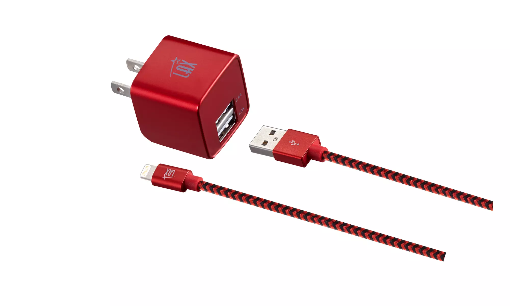 LAX Dual USB Fast Wall Charger with 6-Ft Charging Cable (1, 2 or 3-Pack)