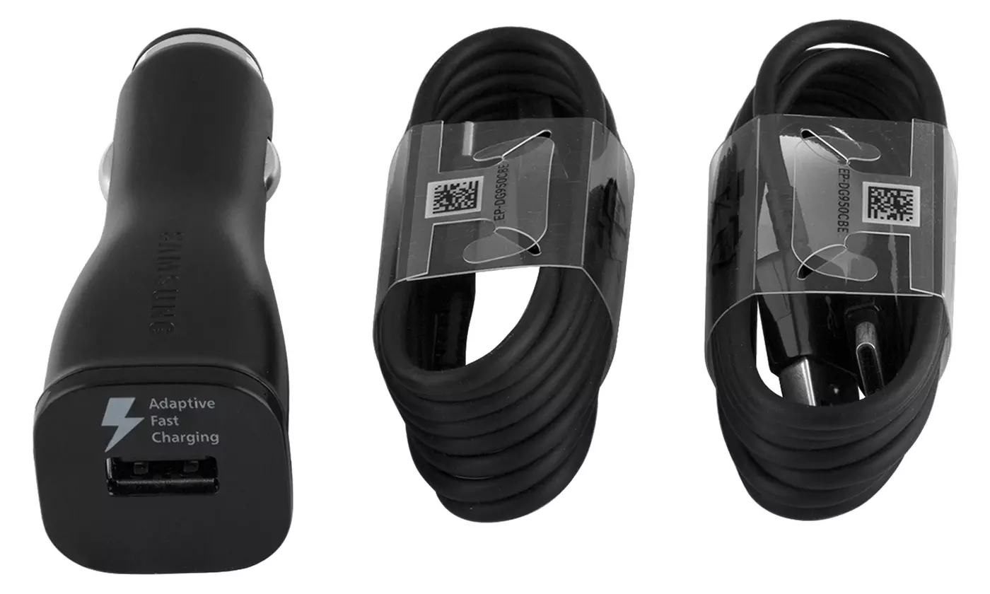 Samsung Fast Car Charger with 2 USB C Type-C Cables for S8 S9 Plus Note 8 - Primary Image
