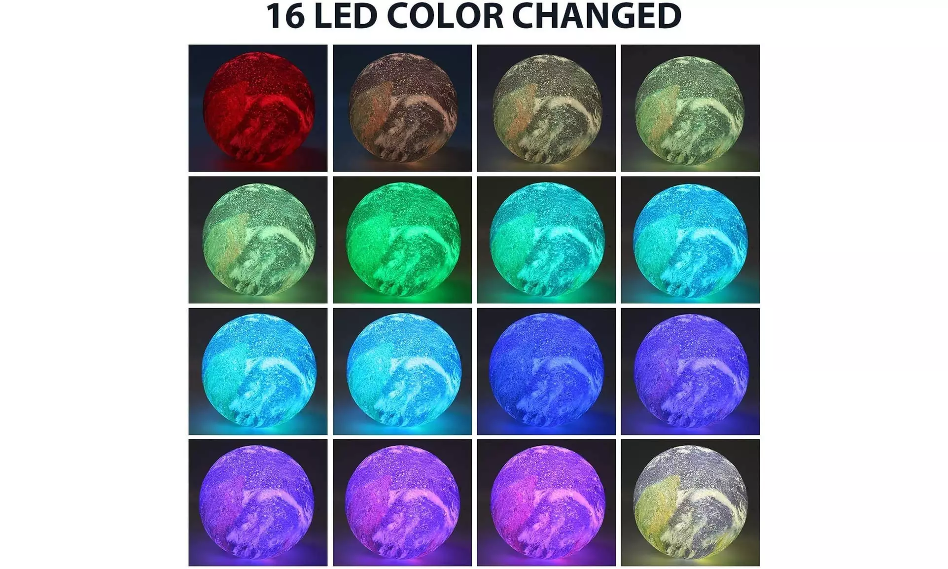 Moon, Galaxy, or Earth Color-Changing 3D Lamp w/ Touch Sensor & Remote Control