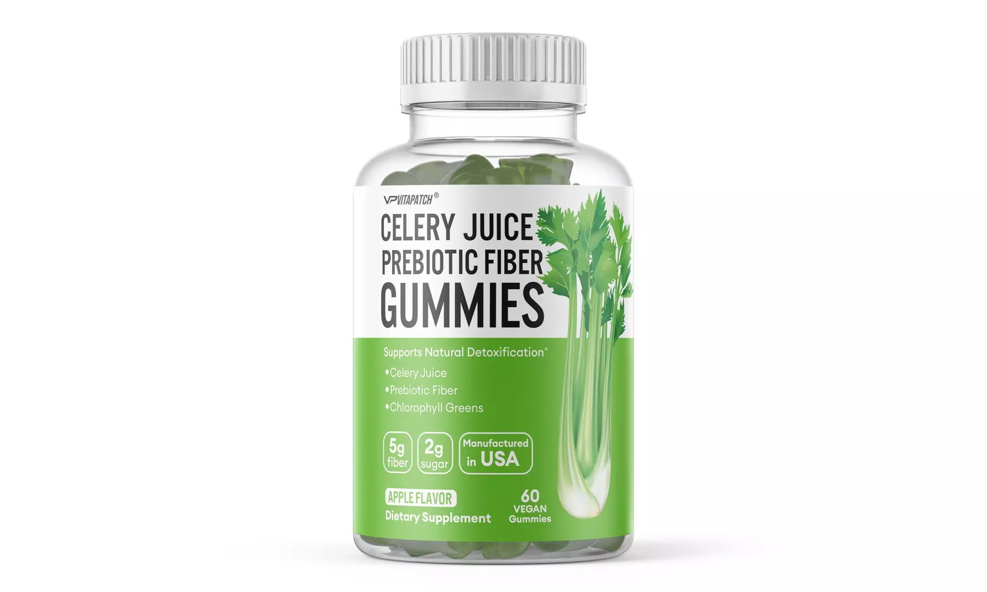 Premium Grade Celery Juice Prebiotic Fiber Gummies (1 or 2 Pack)
