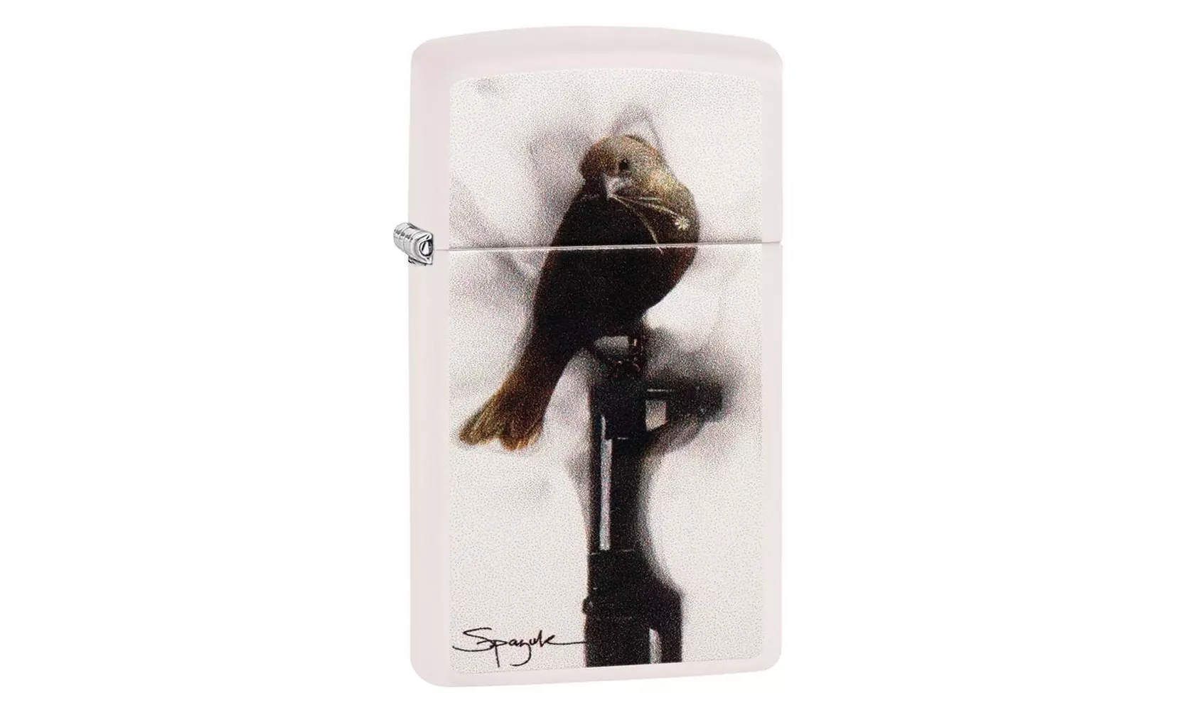 Zippo Spazuk, Bird on Gun Design, Slim Case, Windproof Lighter #29848 - Primary Image