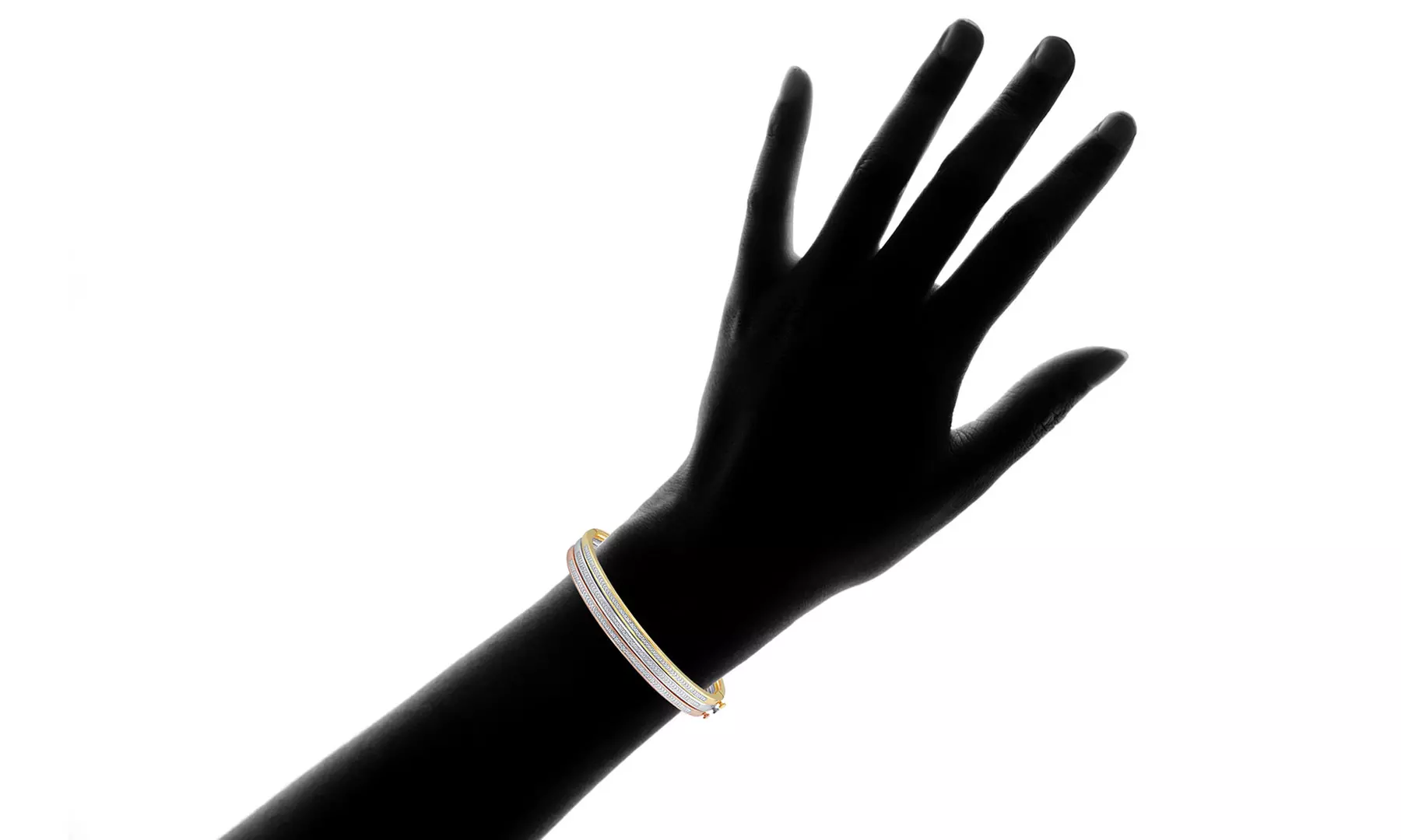 18K Gold Plated Diamond Accent Stackable Bangle Set Jewelry for Mother's Day - Second Medium
