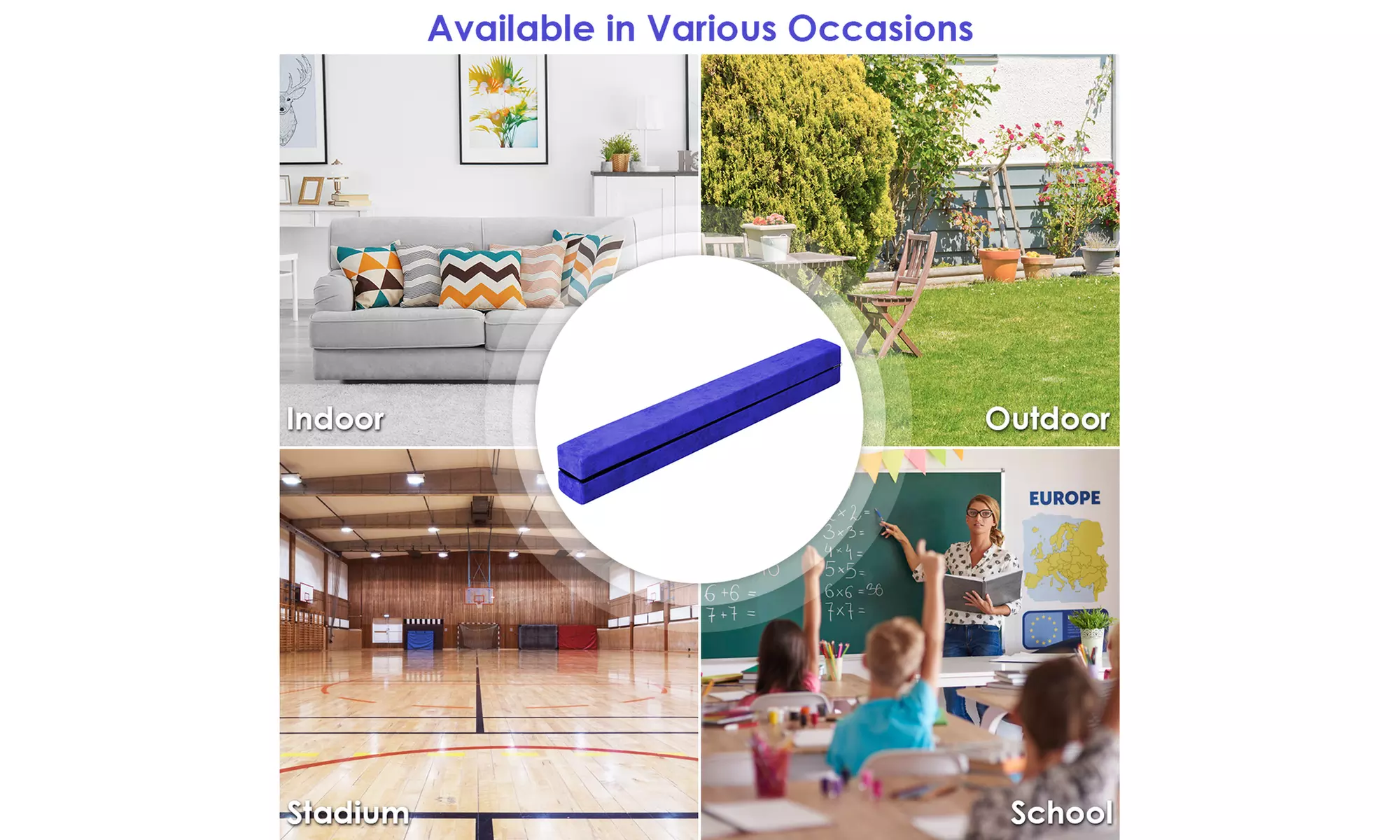 7FT Folding Floor Balance Beam Gymnastics Equipment for Practice Training 3color