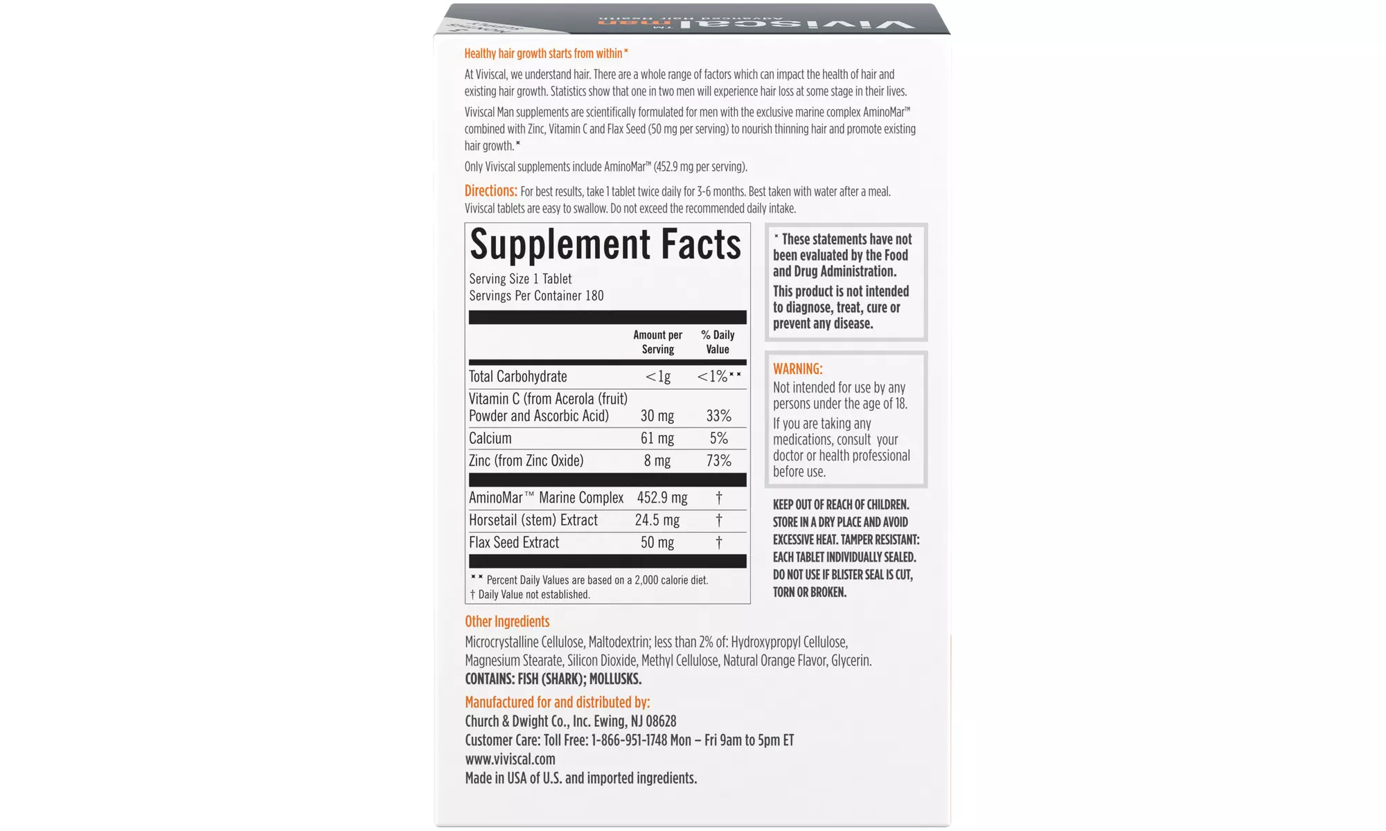 Viviscal Man Promotes Existing Hair Growth 180 Tablets Clinically Tested - Second Medium