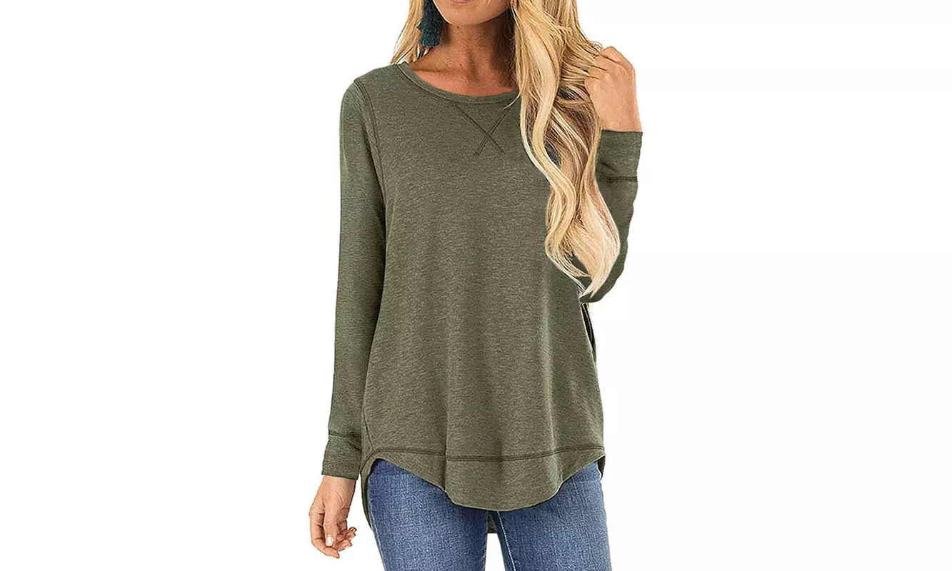 Women's Long Sleeve Tee S-3X  Loose Fit Cross Stitch by Haute Edition 