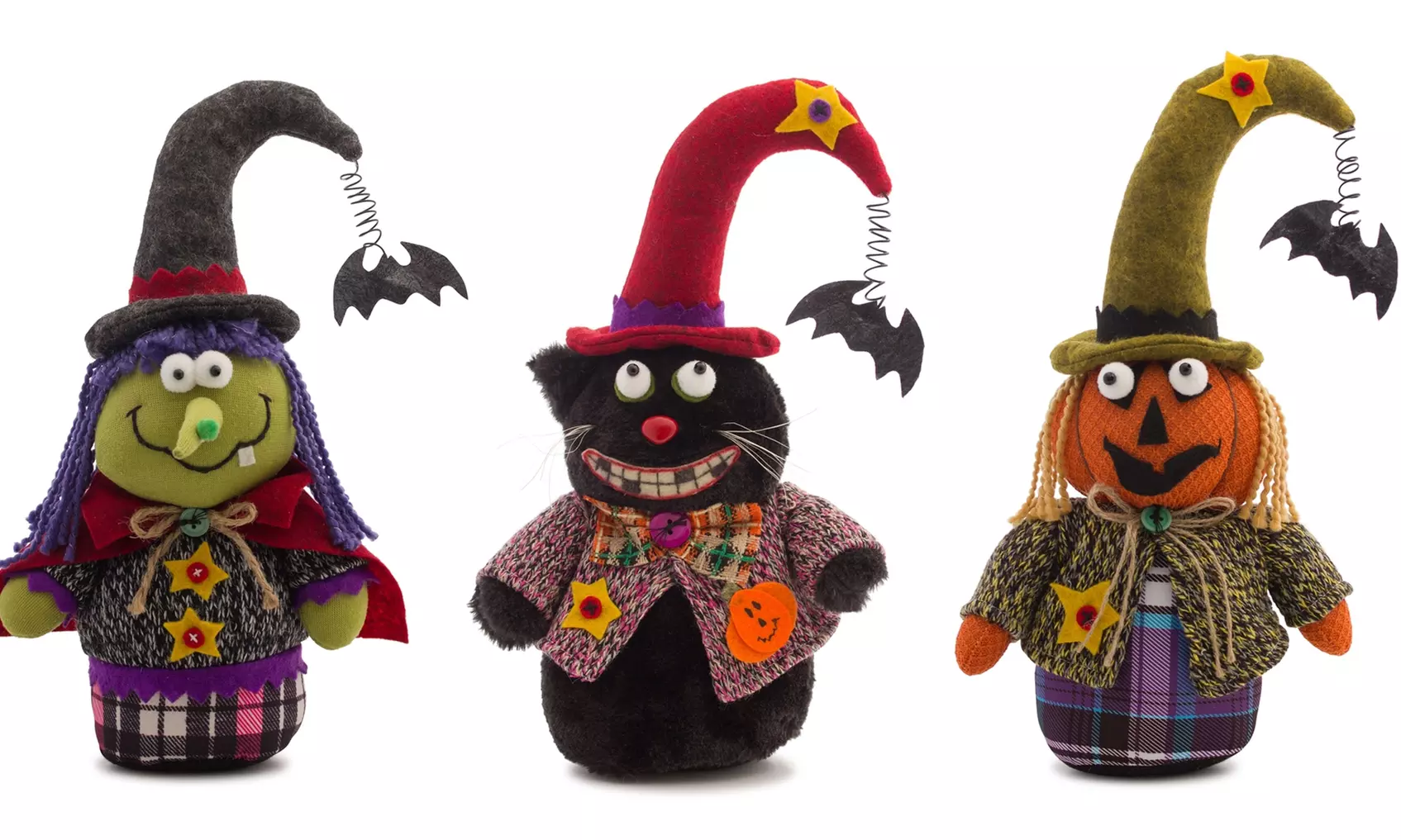 Witch/Jack-o-Lantern/Cat (Set of 3) 13.5"H Fabric - Primary Image