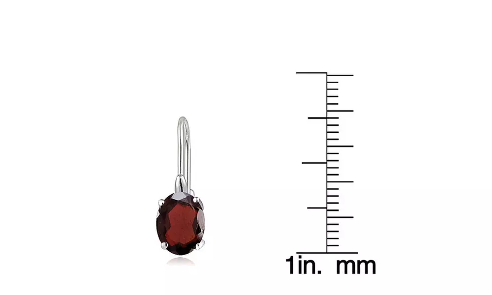 Sterling Silver Garnet  8x6mm Oval Leverback Earrings  - Second Medium