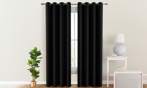 Lux Decor Solid Blackout Curtains Grommet Room Darkening Window Curtain (2-Pack)