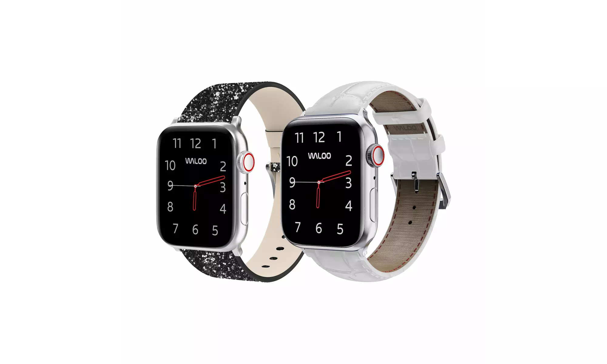 Waloo 2-Pack Leather Bling and Crocodile Embossed Apple Watch Bands
