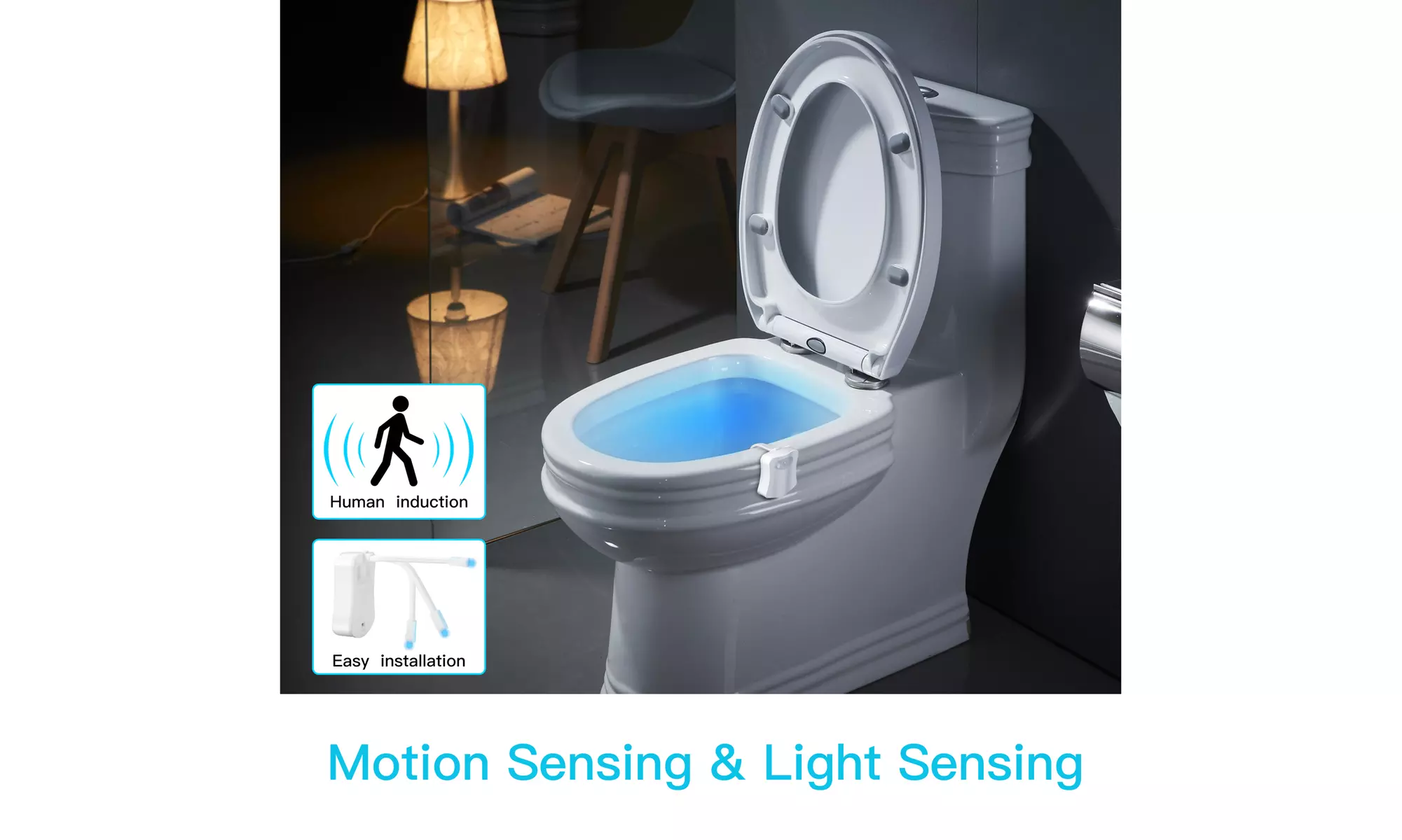 Toilet Night Light Motion Sensor Activated 8Colors LED Bathroom Nightlight 2Pack