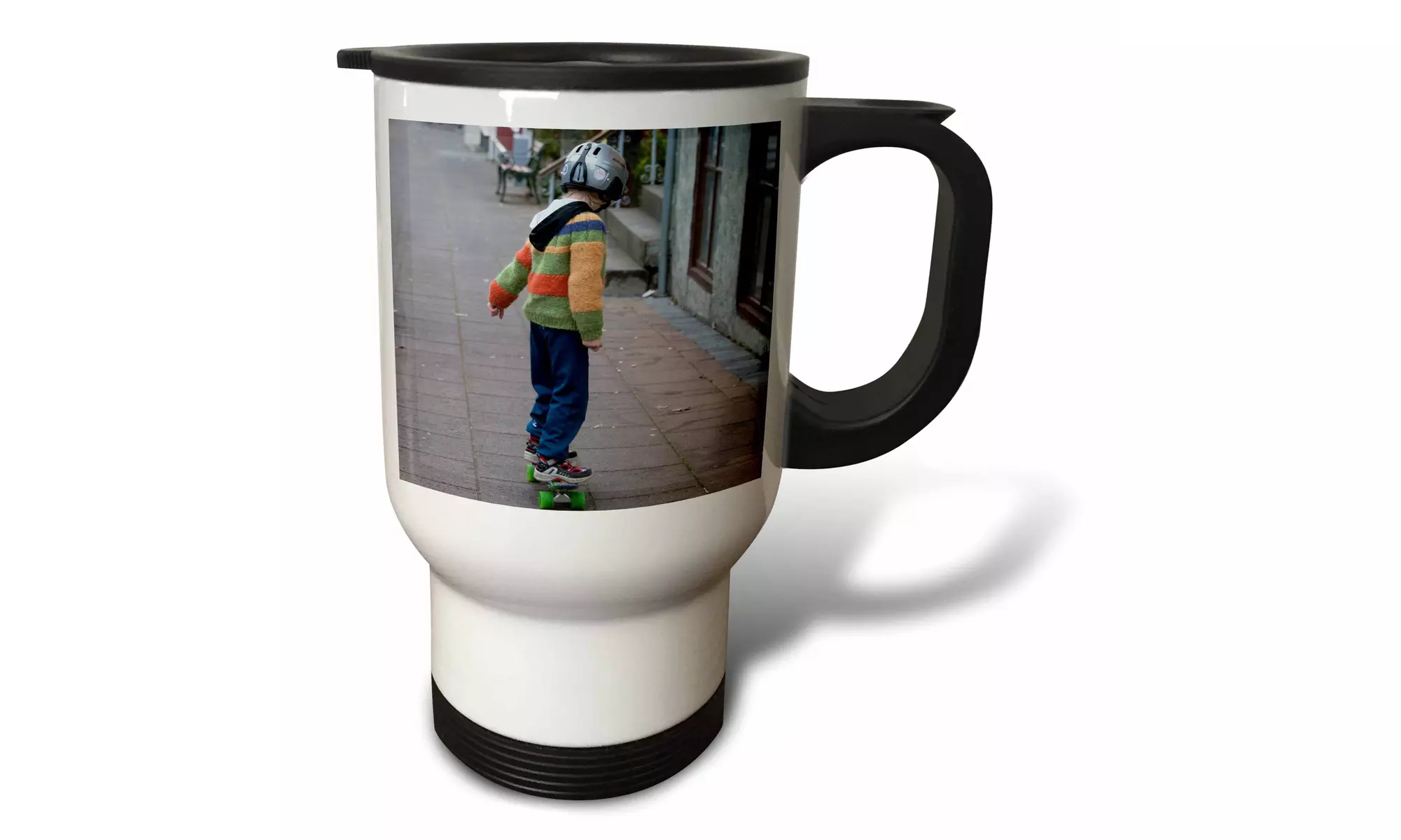  Travel Mug CHILD ON SKATEBOARD, WITH HELMUT - 14oz  - Primary Image