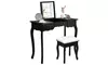 Vanity Dressing Table Set Mirrored bathroom W/Stool Table Desk White/Black