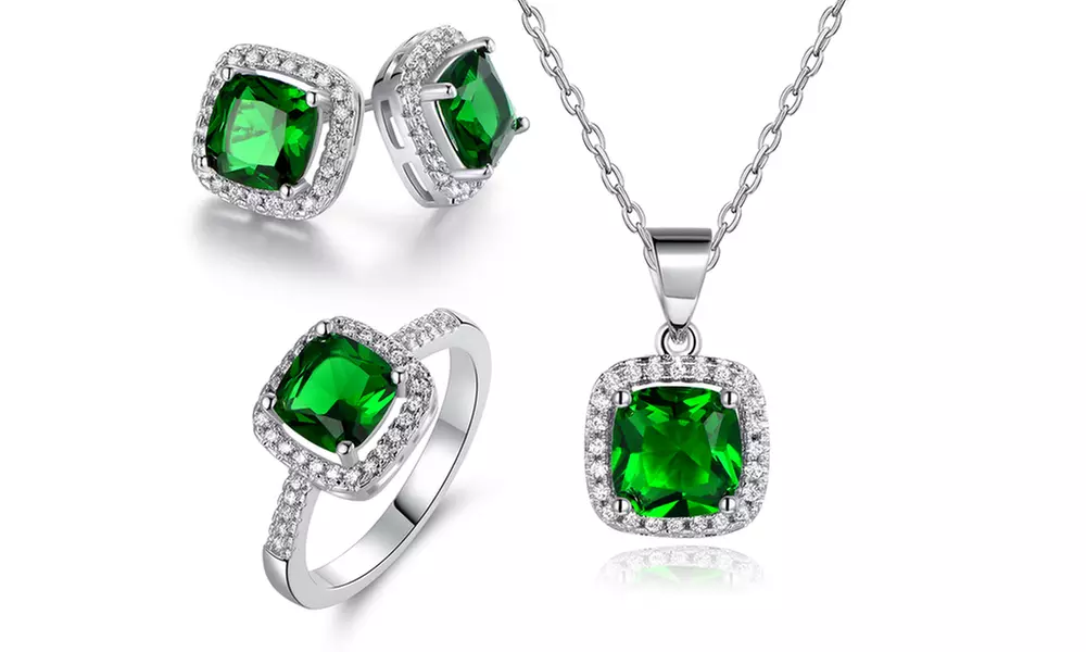 Cubic Zirconia & Lab-Created Emerald Jewelry Set By Chantel Club - Primary Image