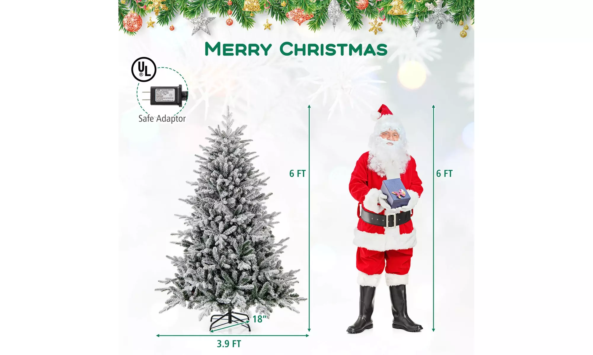 Costway 4.5/6/7 FT Christmas Tree with 8 Lighting Modes Multi-Color LED Lights