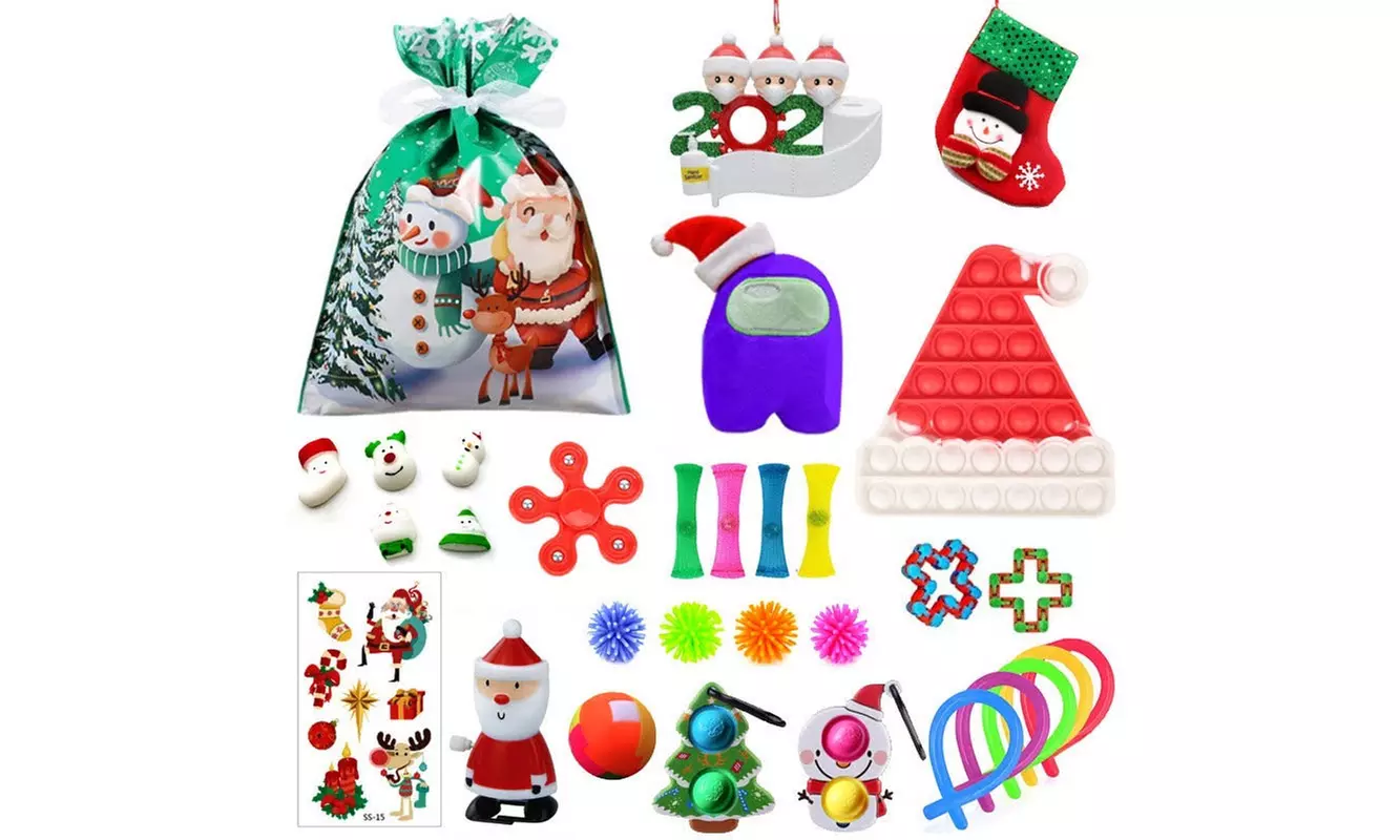 28pcs Fidget Toys Pack Mystery Box Advent Calanders Surprise Christmas Gift bag  - Primary Image