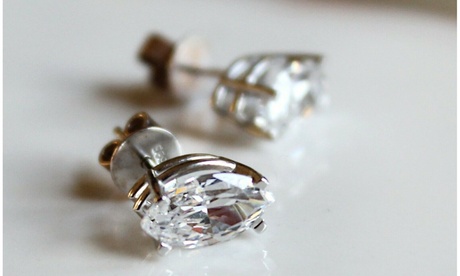 Sterling Silver 2.00 CTTW Marquise Studs With Crystal From Swarovski 1 Pair Crystal Sterling Silver