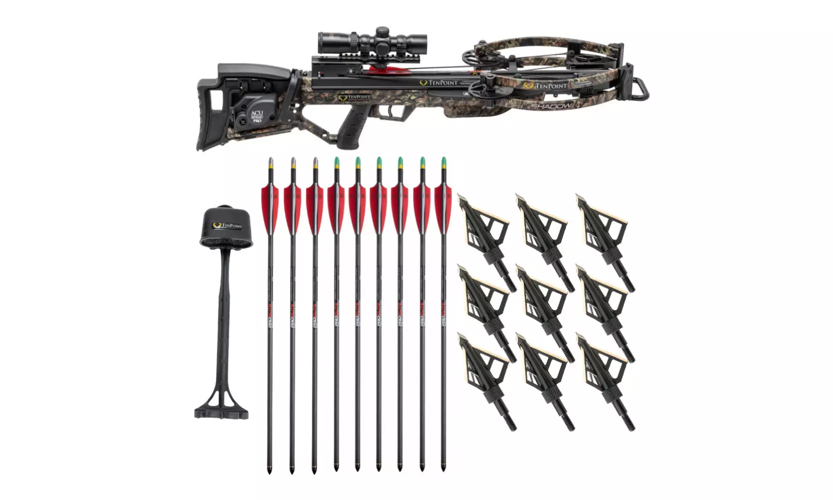 TenPoint Shadow NXT 390 FPS Crossbow ACUdraw 50 Sled Kit w 9 Arrows & Broadheads - Primary Image
