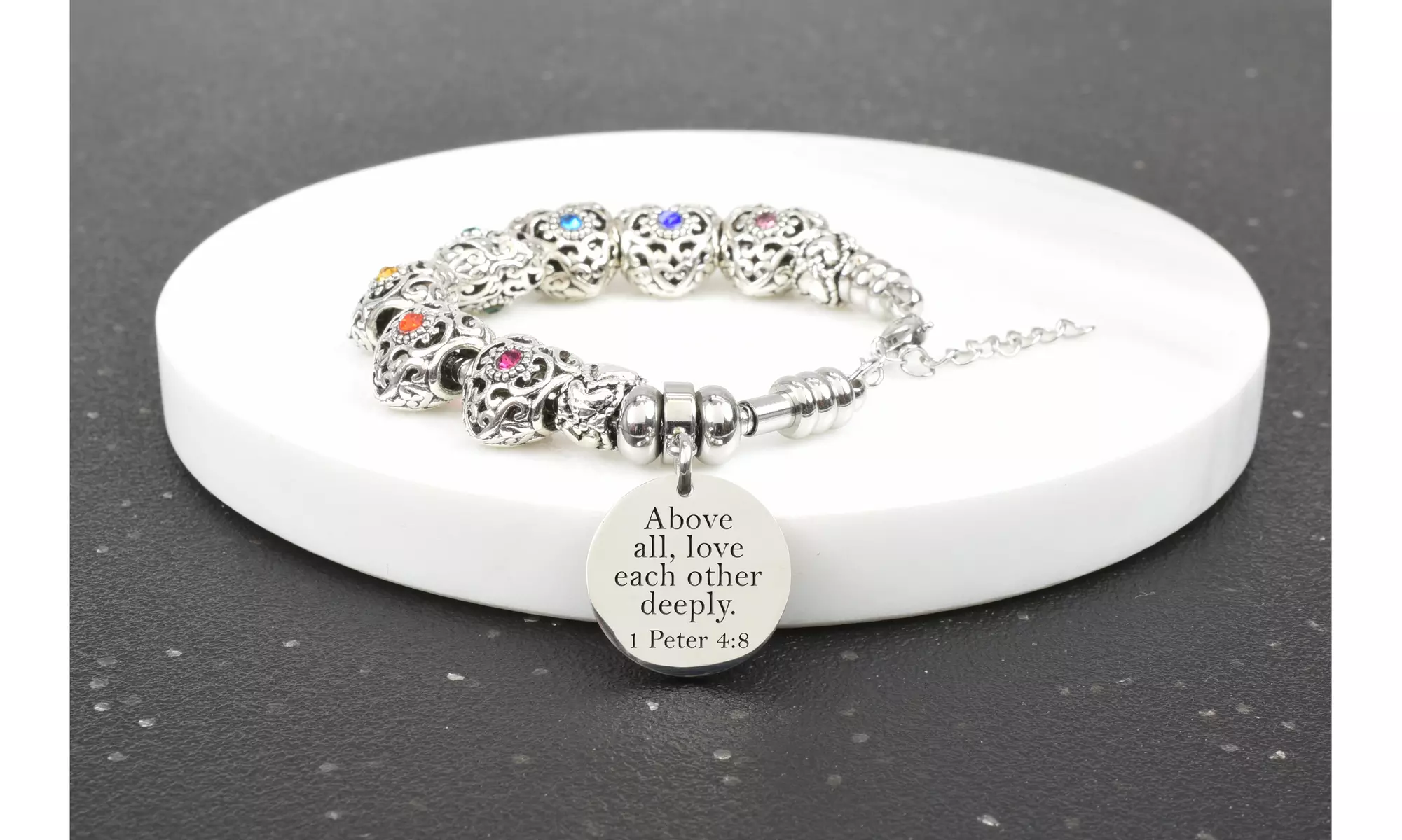 Kids Adjustable Bible Verse Chakra Bracelet By Pink Box - Primary Image