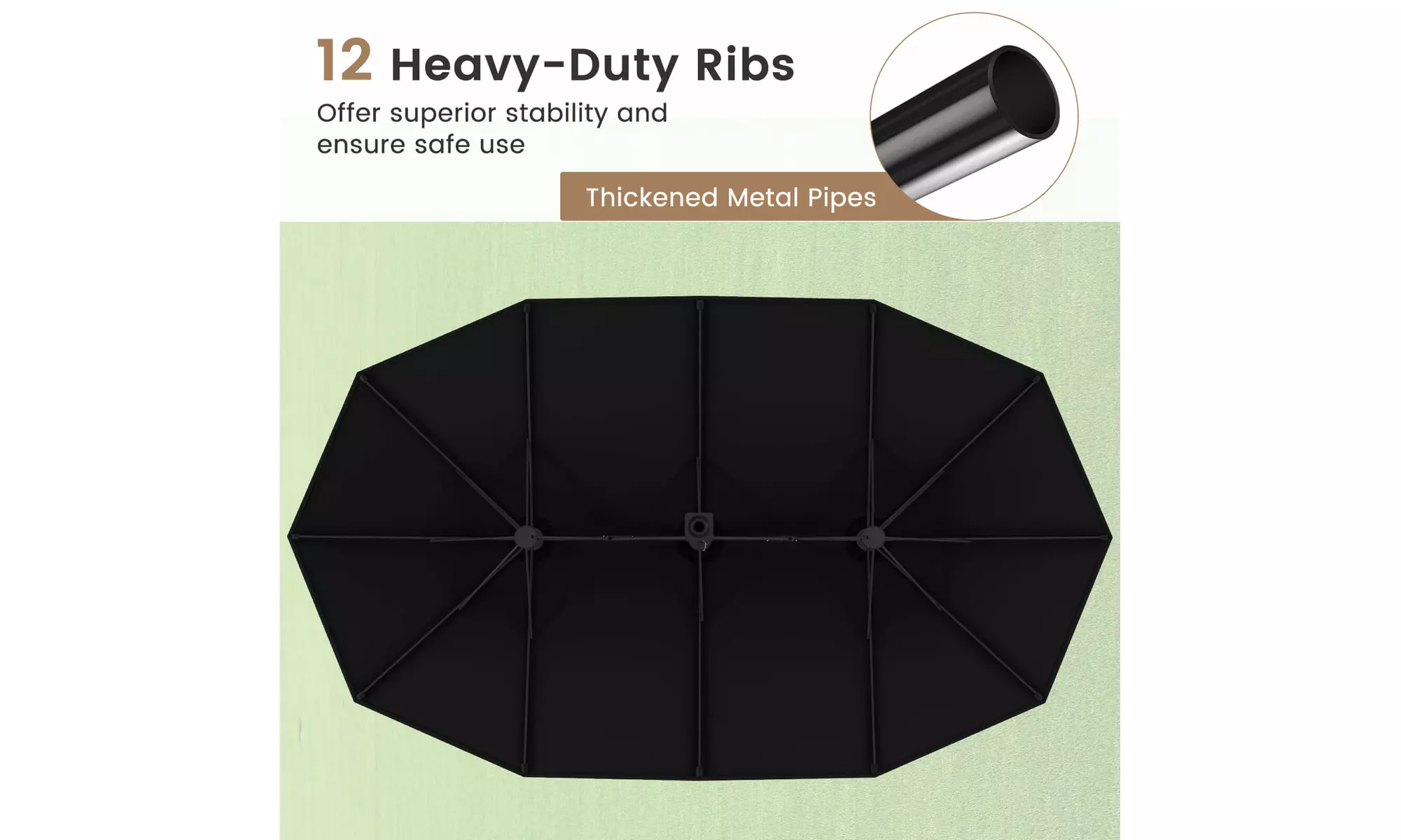 15FT Double-Sided Twin Patio Umbrella Sun Shade Outdoor Crank Market