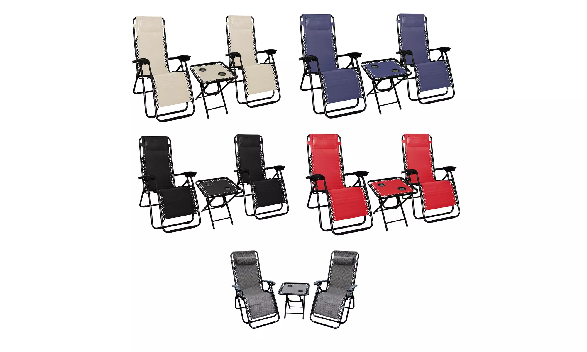 Set of 2 Deluxe Zero Gravity Chairs, Plus Free Folding Table with Cup Holder - Primary Image