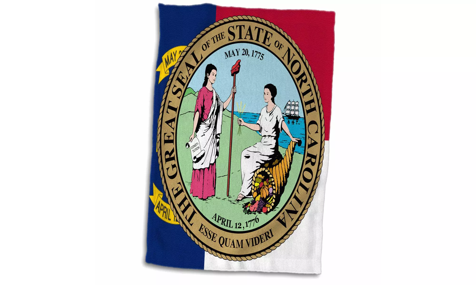 Towel - State Seal with Flag in Background - 15 by 22-inches  - Second Medium