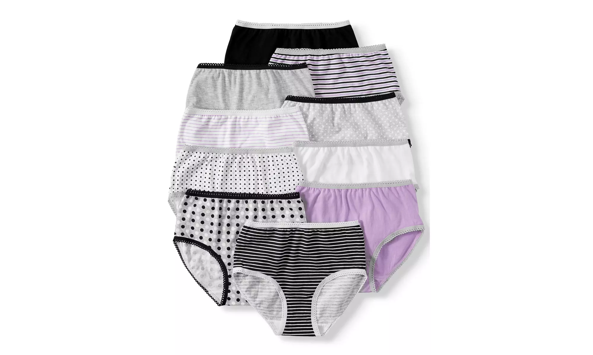Wonder Nation Girls Brief Underwear, 10 Pack 100% Cotton Panties - Primary Image