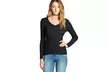 Ladies fashion long sleeve v-neck fitted rib sweater top - Second Medium