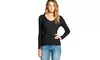 Ladies fashion long sleeve v-neck fitted rib sweater top
