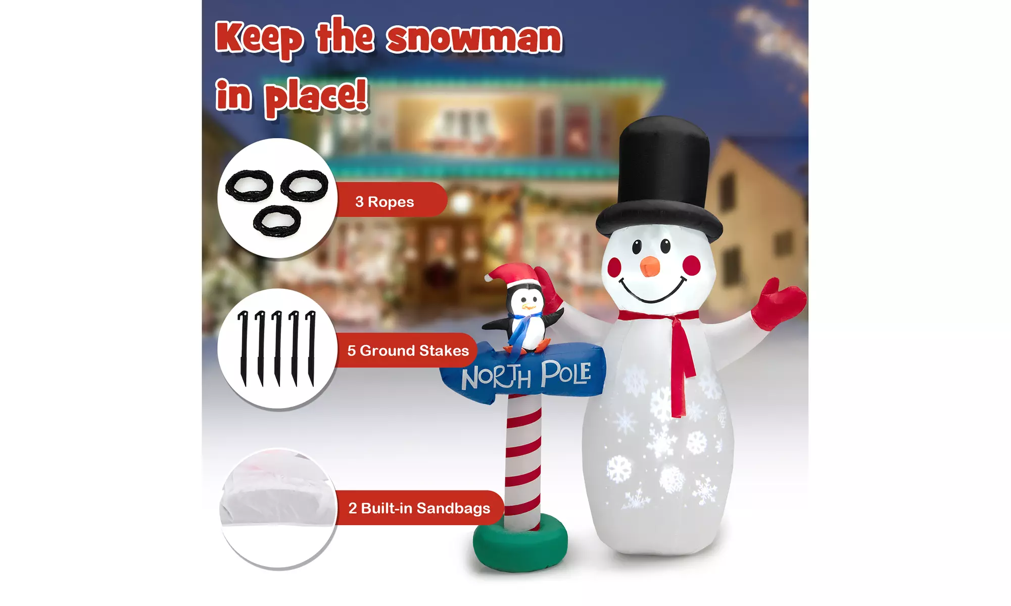 Costway Christmas Inflatable Snowman Penguin or Archway w/ Santa Claus & Snowman