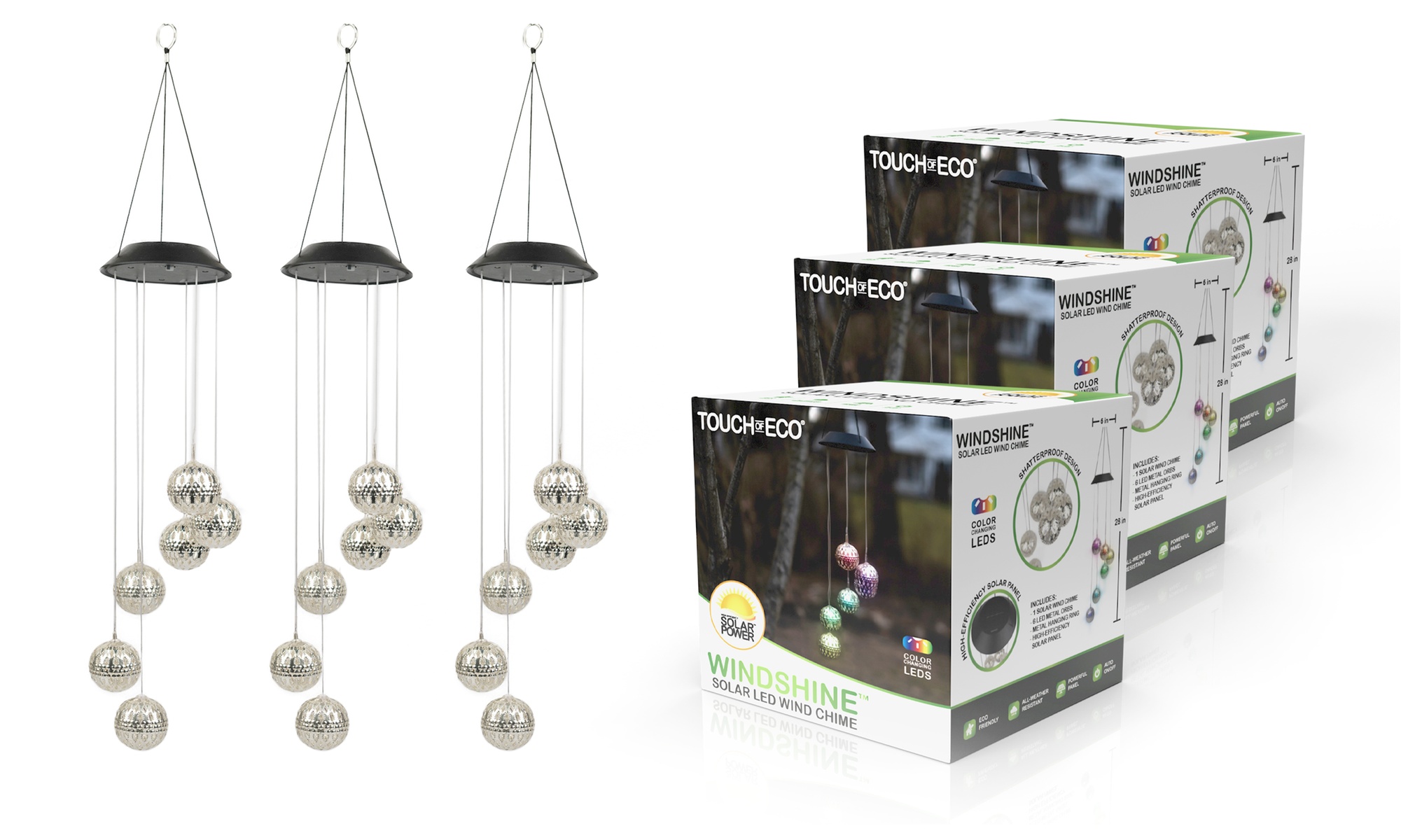 Touch Of ECO Solar Color Changing LED Mobile Wind Chime (1, 2, or 3 Pack)