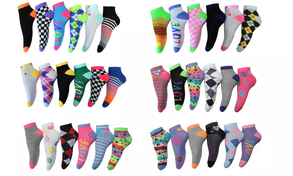 Frenchic Women's Fun Patterned No-Show Ankle Socks Mystery Deal (36-Pack)