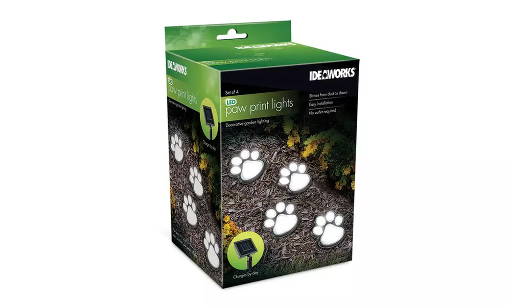 S/4 Solar Paw Print Lights - Primary Image