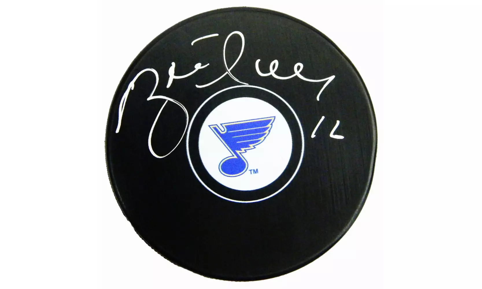Brett Hull Signed St Louis Blues Logo Hockey Puck - Primary Image