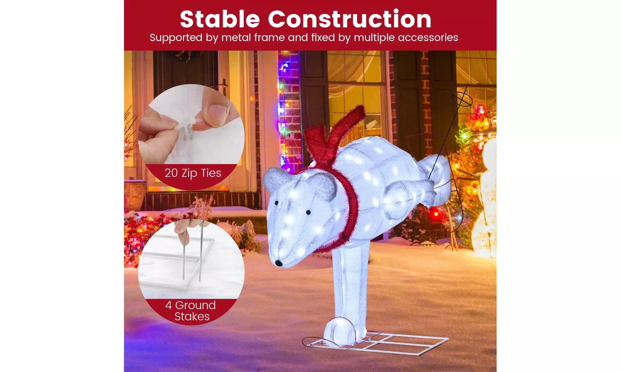 Costway Lighted Christmas Reindeer and Sleigh Set Dachshund Bear Penguin Decor