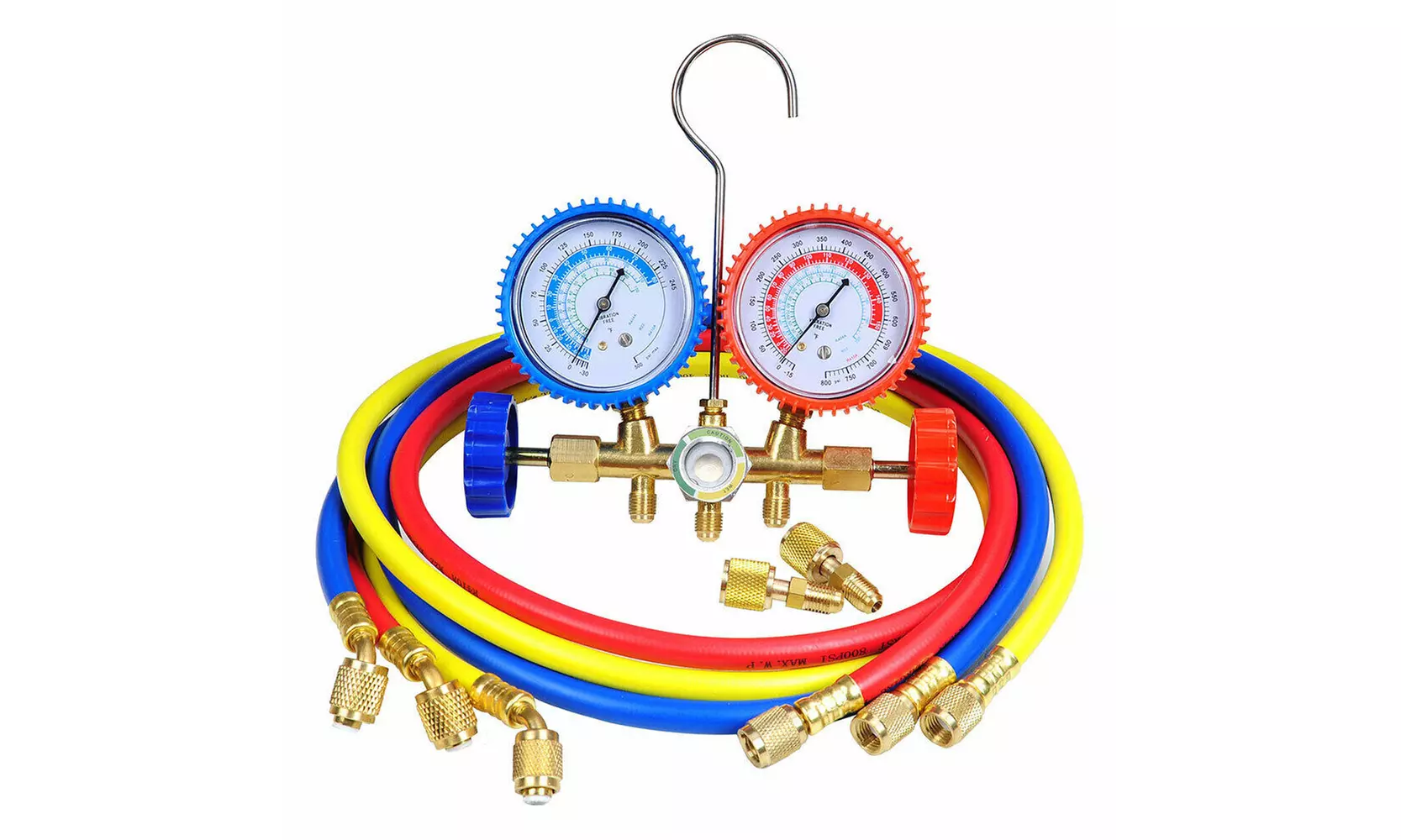 R410A R22 Manifold Gauge Set AC A/C 5FT Color Hose Air Conditioner HVAC 60" New - Primary Image