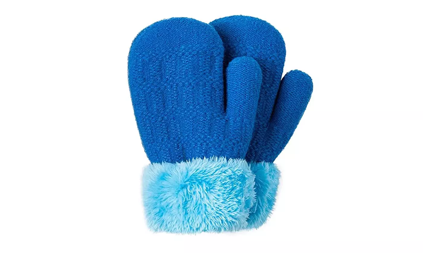 Winter Warm Fleece Lined Thick Thermal Mittens Gloves for Baby Kids