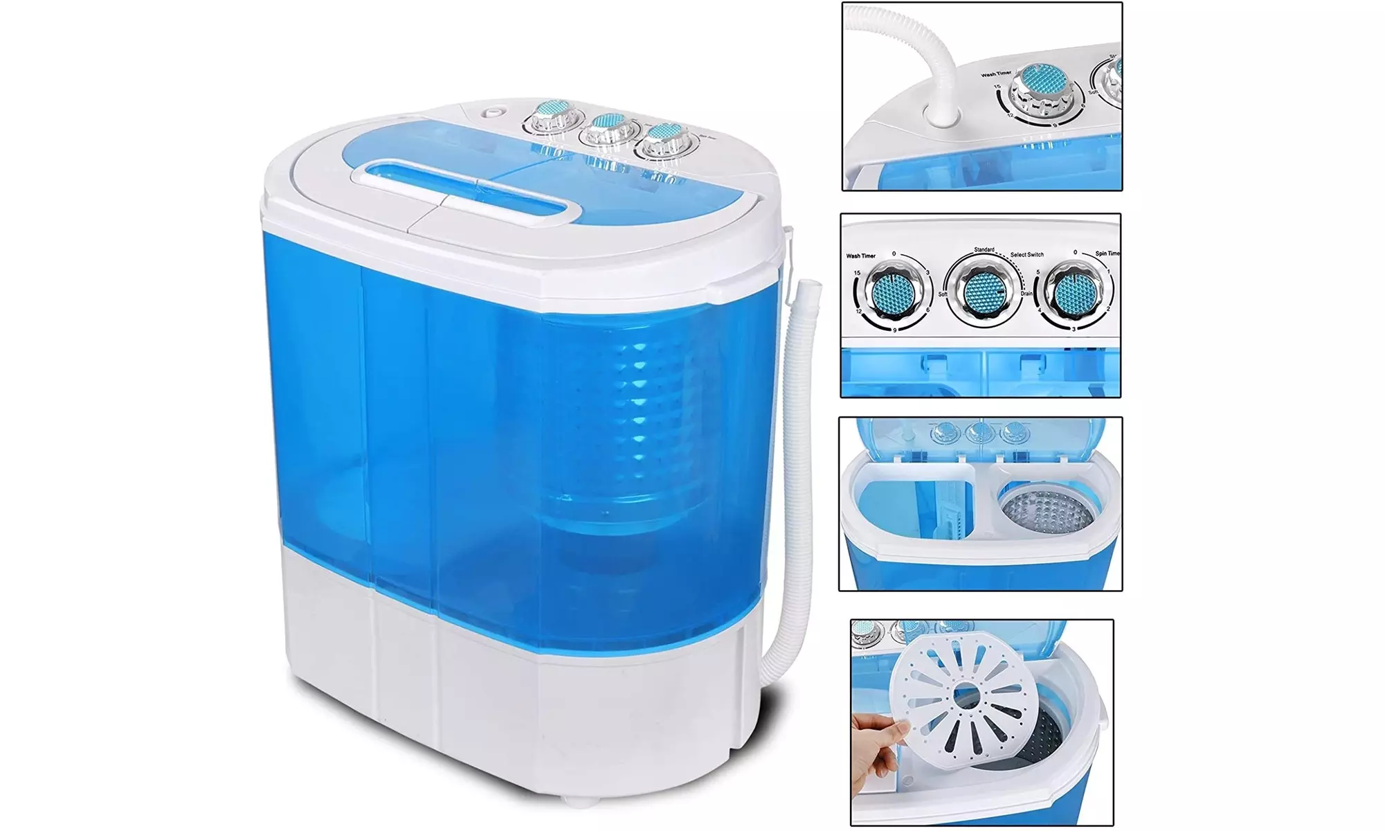 Portable Compact Washing Machine, Washer&Spinner, Gravity Drain Pump Drain Hose - Primary Image