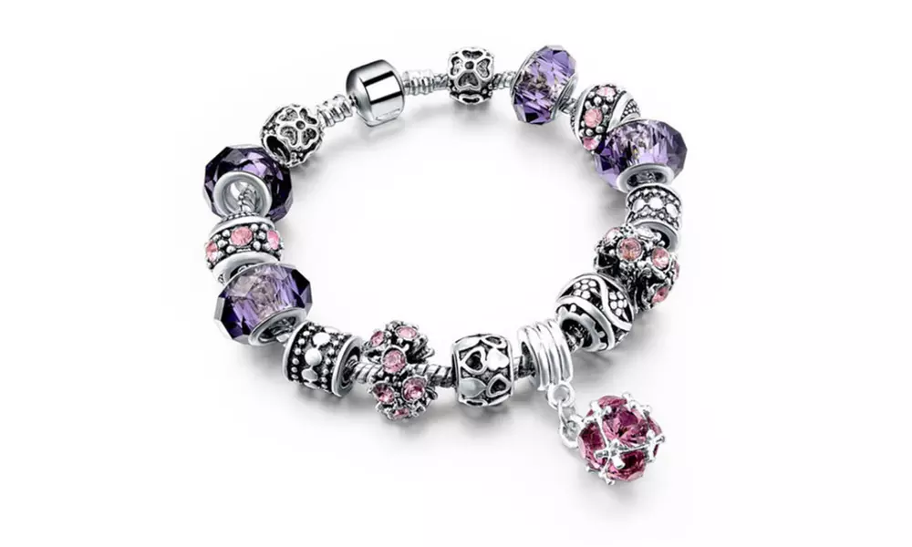 Crystal Ball Charm Bracelets Made With Crystals From Swarovski