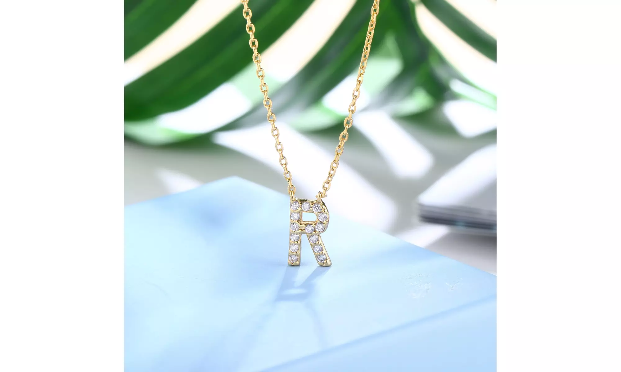 18K Gold Plated cz Initial Necklace